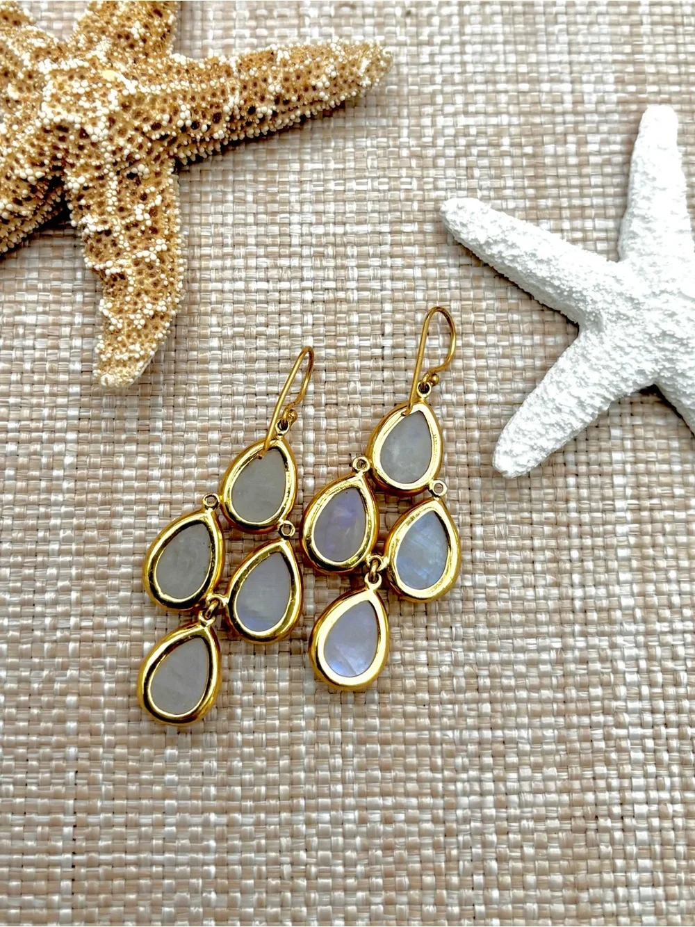 Julie Vos Gold “Marbella” Moonstone Teardrop Dangle Earrings // RETIRED